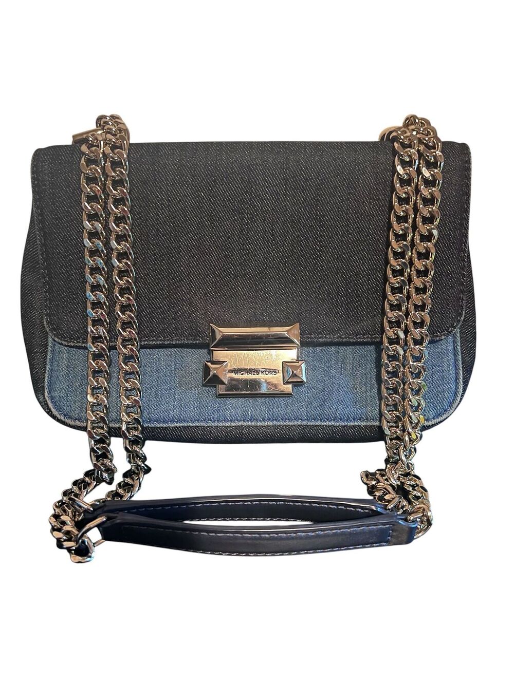 MK92. Michael Kors Sloan Denim Chain Shoulder Bag